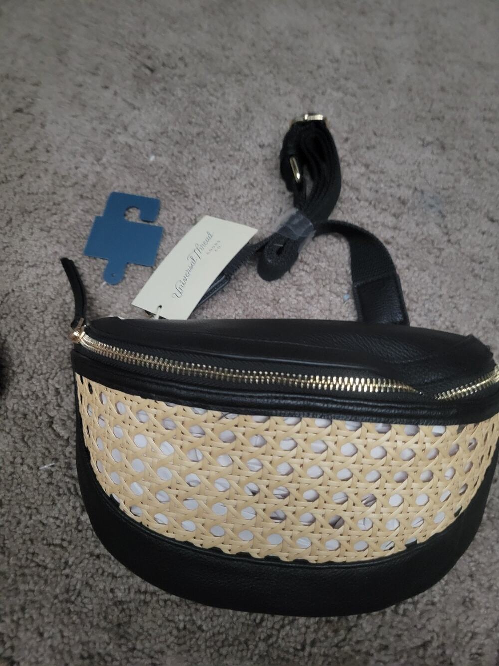 Universal Thread Black W/ Straw Front Crossbody Bag